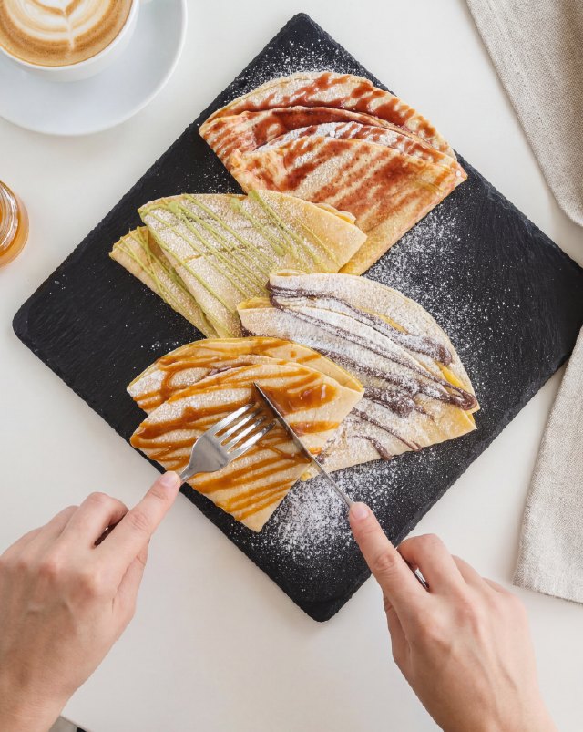 Crêpes alla nutella su ardesia